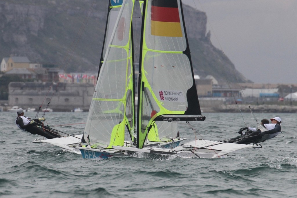 August 1, 2012 - Weymouth, England - 49er Race 5 © Richard Gladwell www.photosport.co.nz